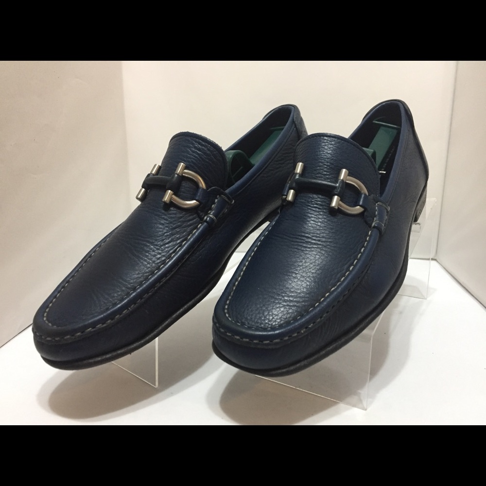 Salvatore Ferragamo Blue Horsebit Loafers Size 8 D